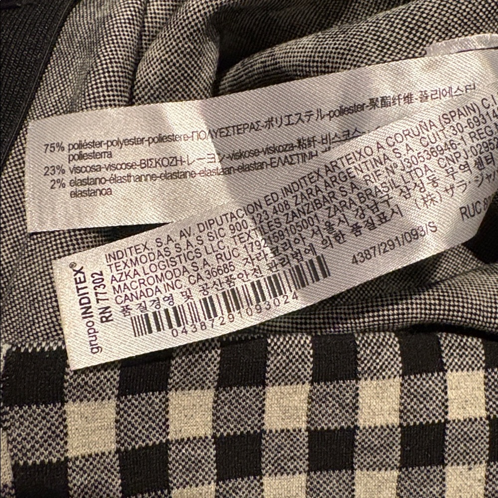 ZARA Gingham Checkered High-Waisted Skinny Pants in Black/White Size Small - Picture 9 of 13